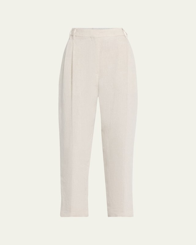 Sparkling Canvas Linen Cropped Trousers